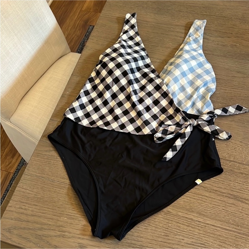 Summersalt Gingham cloud perfect wrap one piece swimsuit